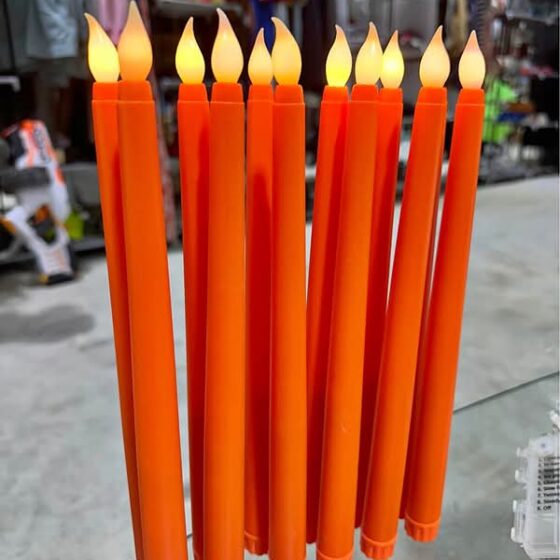 12-Piece Orange Flameless LED Taper Candles