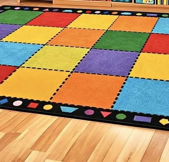 Colorful Geometric Shapes Kids Area Rug