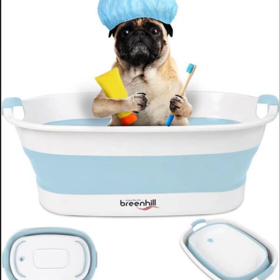 Dog Bath Tub for Small Dogs & Cats, Portable Puppy Bath Tub with Water Drain Plug