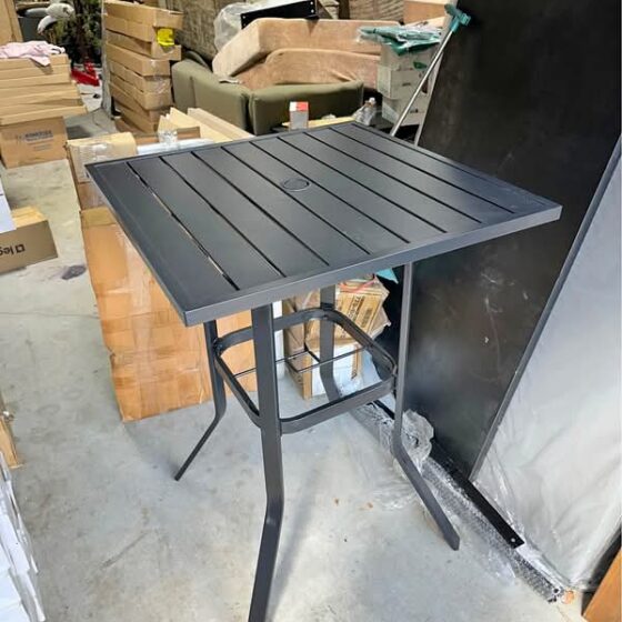 Omelaza Patio Height Bar Table, Outdoor Bistro Square High Top Dining Table with 1.57" Umbrella Hole