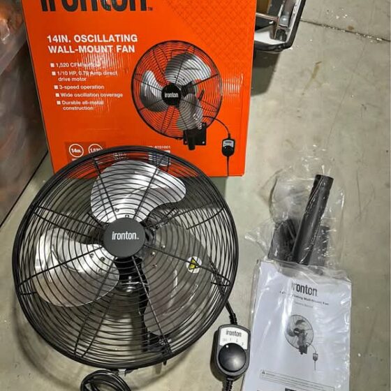 Ironton 14" Oscillating Wall-Mount Industrial Fan - NEW In Box