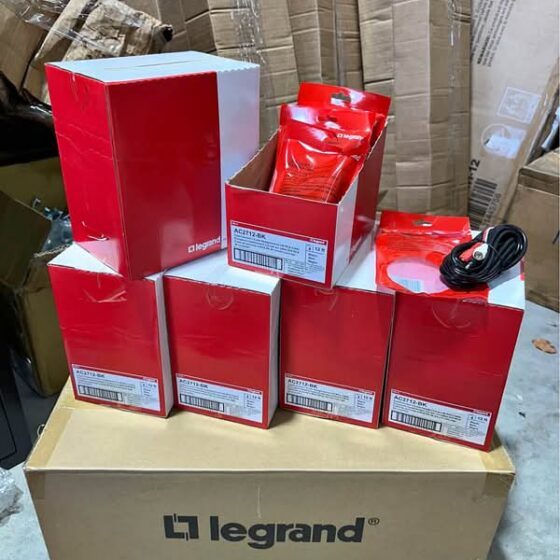 Bulk Lot of 24 Legrand On-Q AC2712-BK 12ft 3.5mm to RCA Audio Cables (6 Boxes)