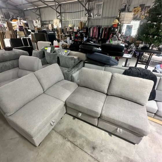Gray Four-Piece Modular Sectional with Storage