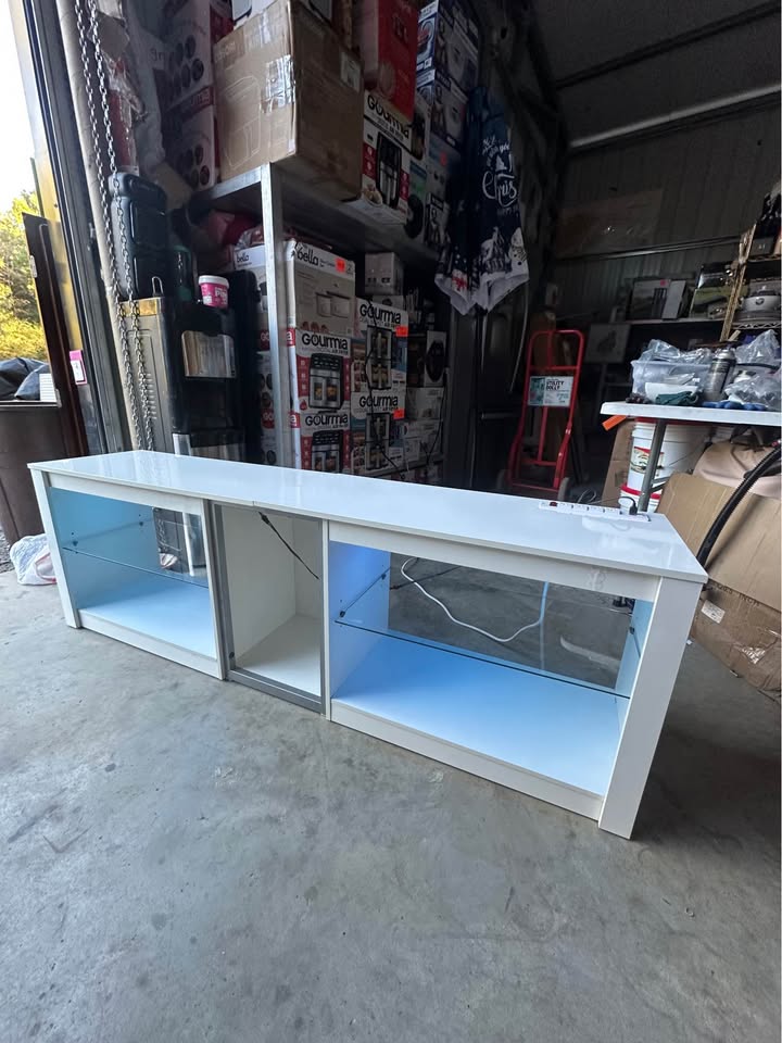 High-Gloss TV Stand with LED Lights — Fits Up to 70-Inch TV - Image 2