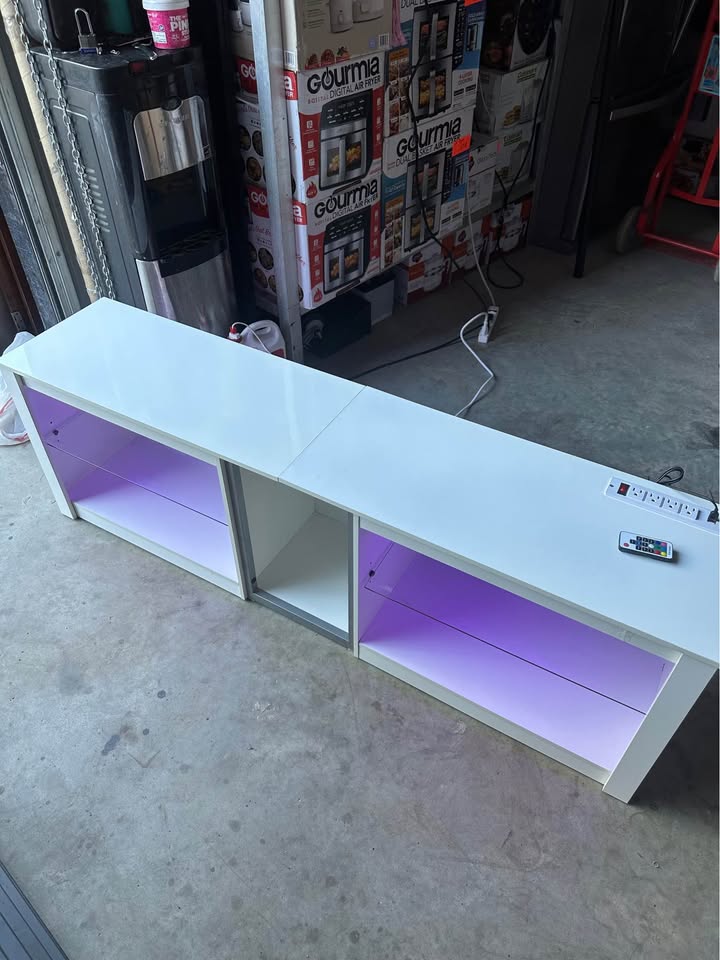 High-Gloss TV Stand with LED Lights — Fits Up to 70-Inch TV - Image 4