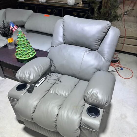 Faux Leather Massage Recliner Chair with Heat – Grey